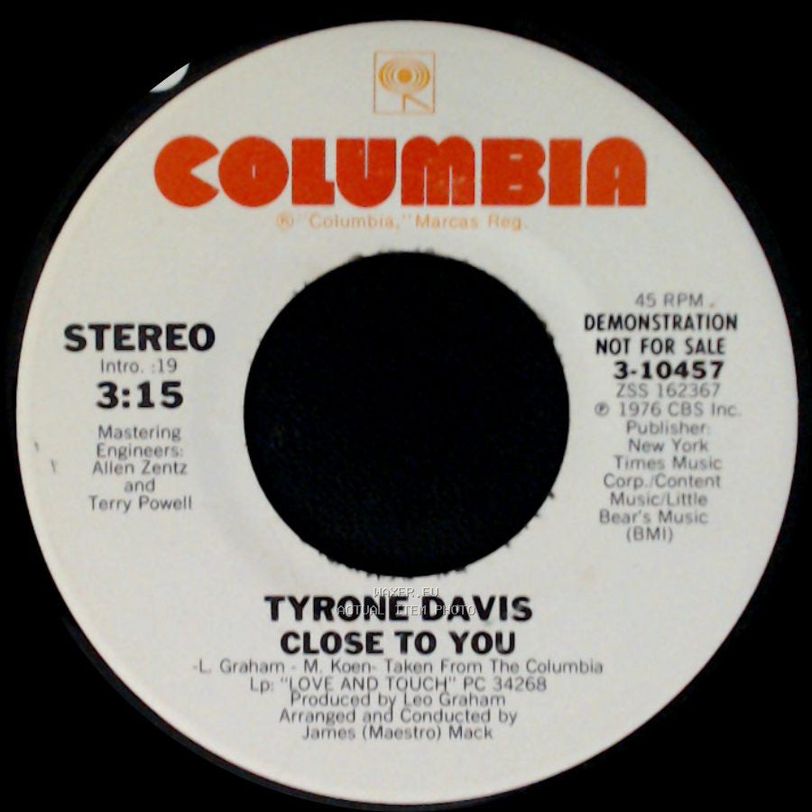 Tyrone Davis - Close To You / Close To You side B
