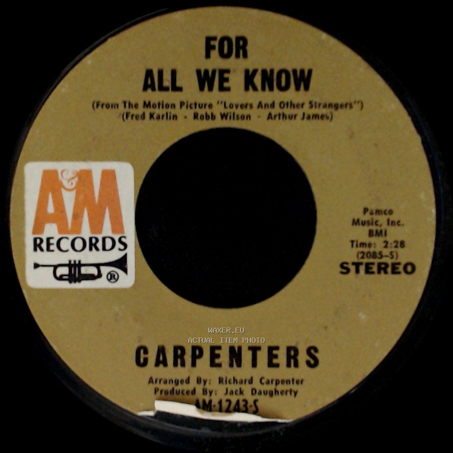 Carpenters - For All We Know / Don't Be Afraid side A