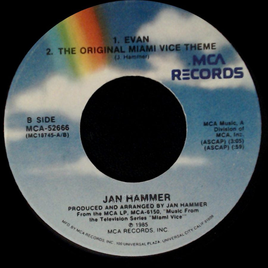 Jan Hammer - "Miami Vice" Theme / Evan / The Original Miami Vice Theme side B