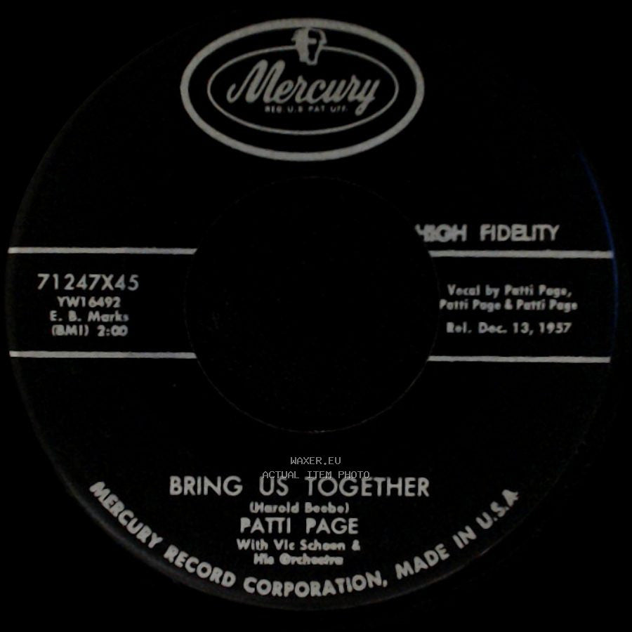 Patti Page - Belonging To Someone / Bring Us Together side B