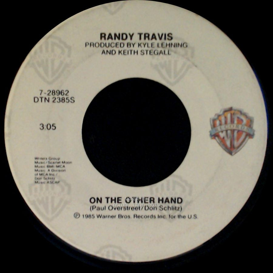 Randy Travis - Can't Stop Now / On The Other Hand side B