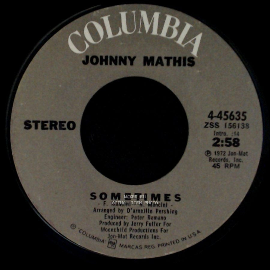 Johnny Mathis - Make It Easy On Yourself / Sometimes side B