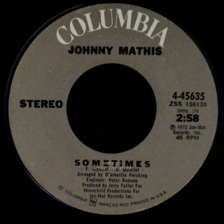 Johnny Mathis - Make It Easy On Yourself / Sometimes side B