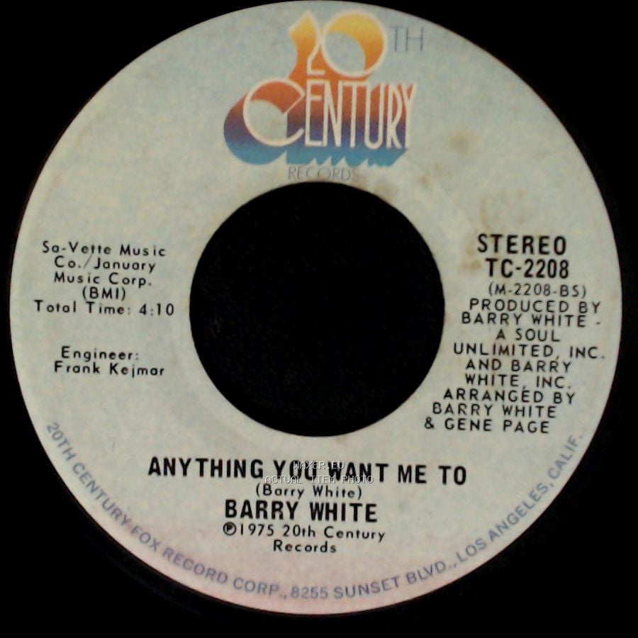 Barry White - Anything You Want Me To / I'll Do For You Anything You Want Me To side A