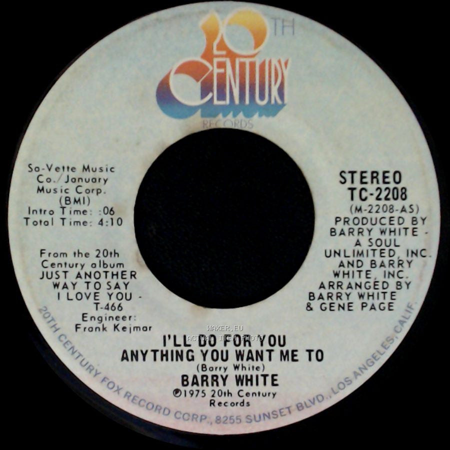 Barry White - Anything You Want Me To / I'll Do For You Anything You Want Me To side B