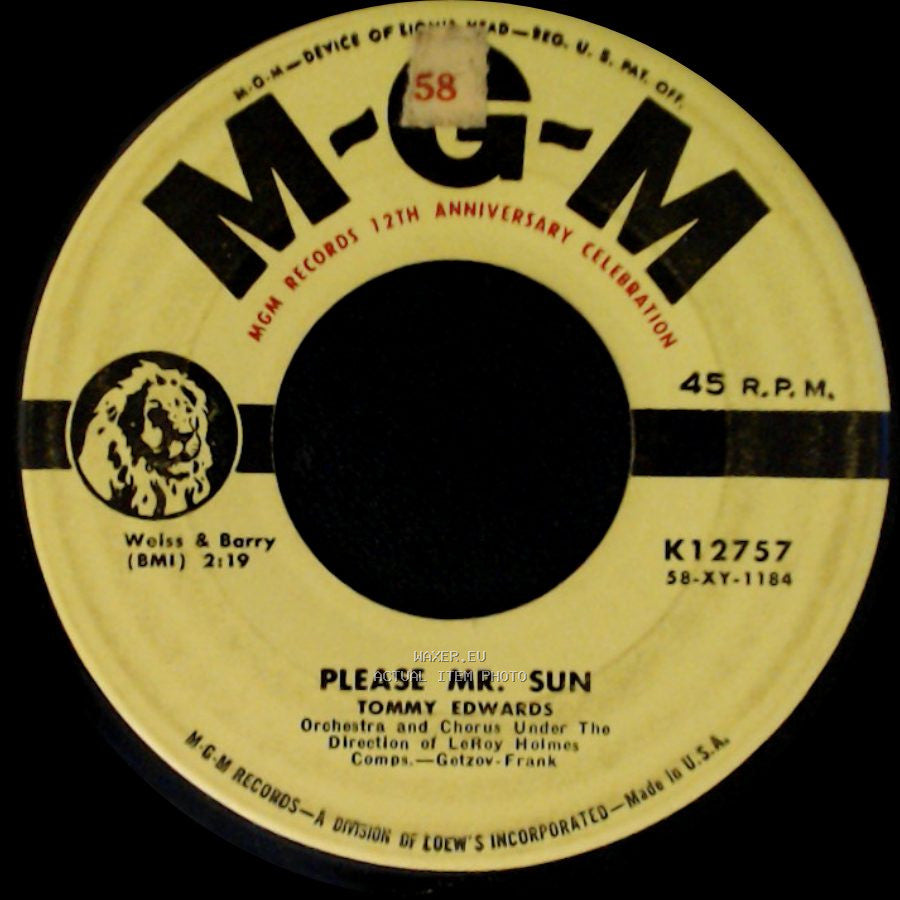 Tommy Edwards - The Morning Side Of The Mountain / Please Mr. Sun side B