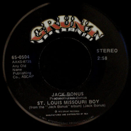 Jack Bonus - St. Louis Missouri Boy / Sweet Mahidabelle side A