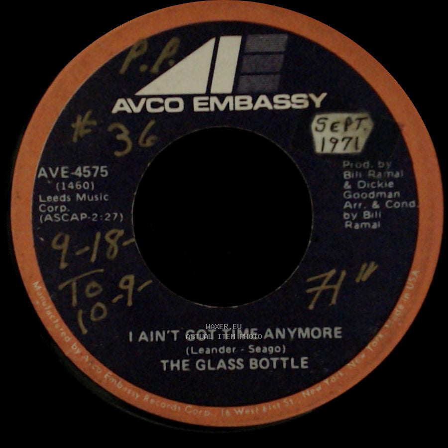 The Glass Bottle - Things / I Ain't Got Time Anymore side B