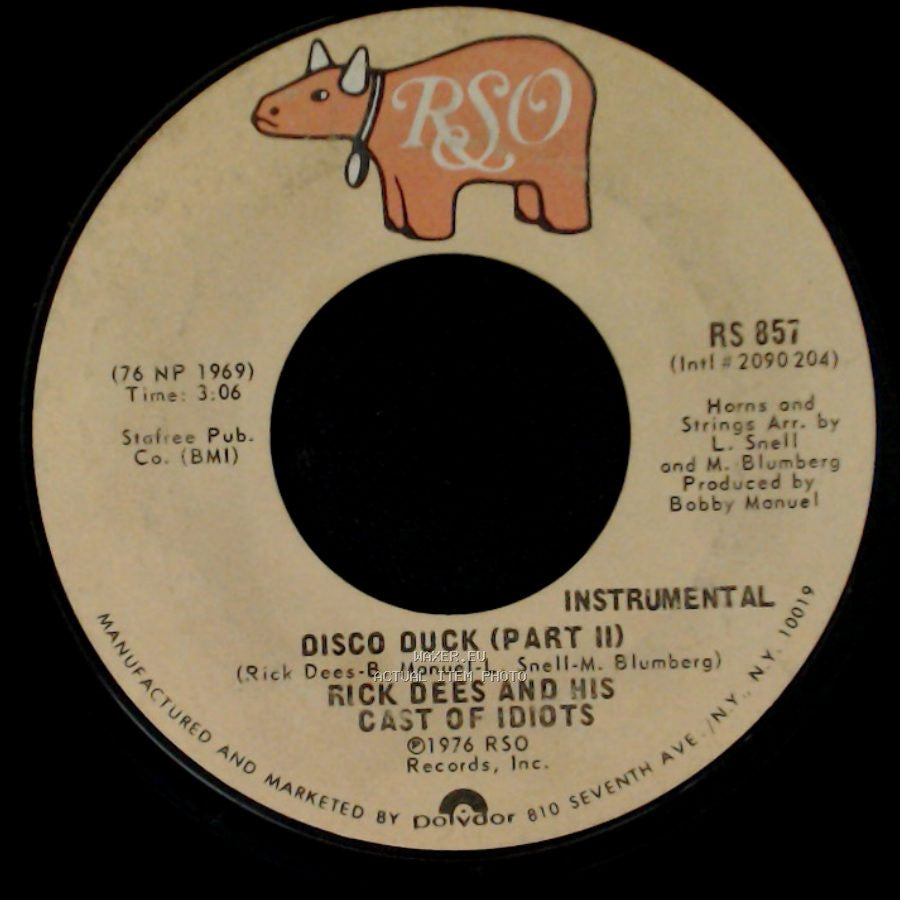 Rick Dees And His Cast Of Idiots - Disco Duck (Part 1) / Disco Duck (Part Ii) side B