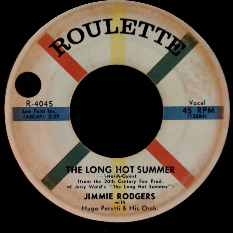Jimmie Rodgers / Jimmie Rodgers With Hugo Peretti & His Orch. - The Long Hot Summer / Oh-Oh, I'm Falling In Love Again side A