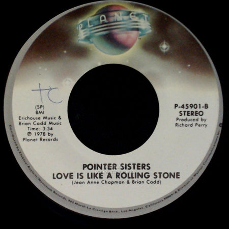 Pointer Sisters - Fire / Love Is Like A Rolling Stone side B