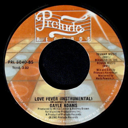 Gayle Adams - Love Fever (Vocal) / Love Fever (Instrumental) side B