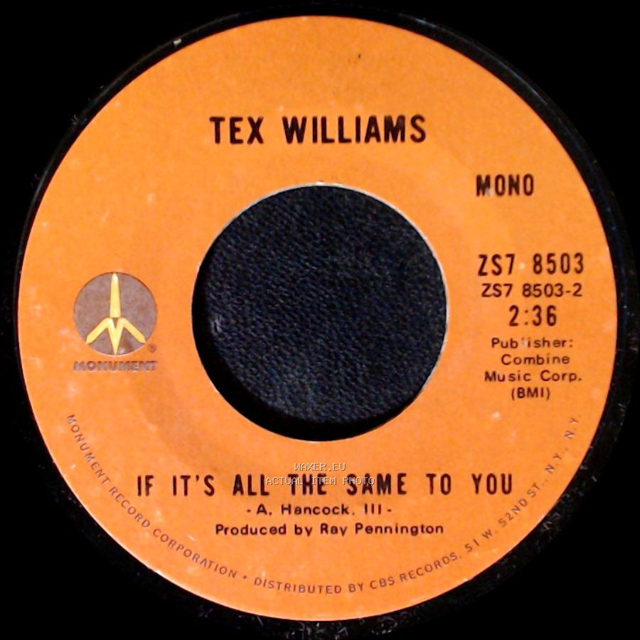 Tex Williams - The Night Miss Nancy Ann's Hotel For Single Girls Burned Down / If It's All The Same To You side B