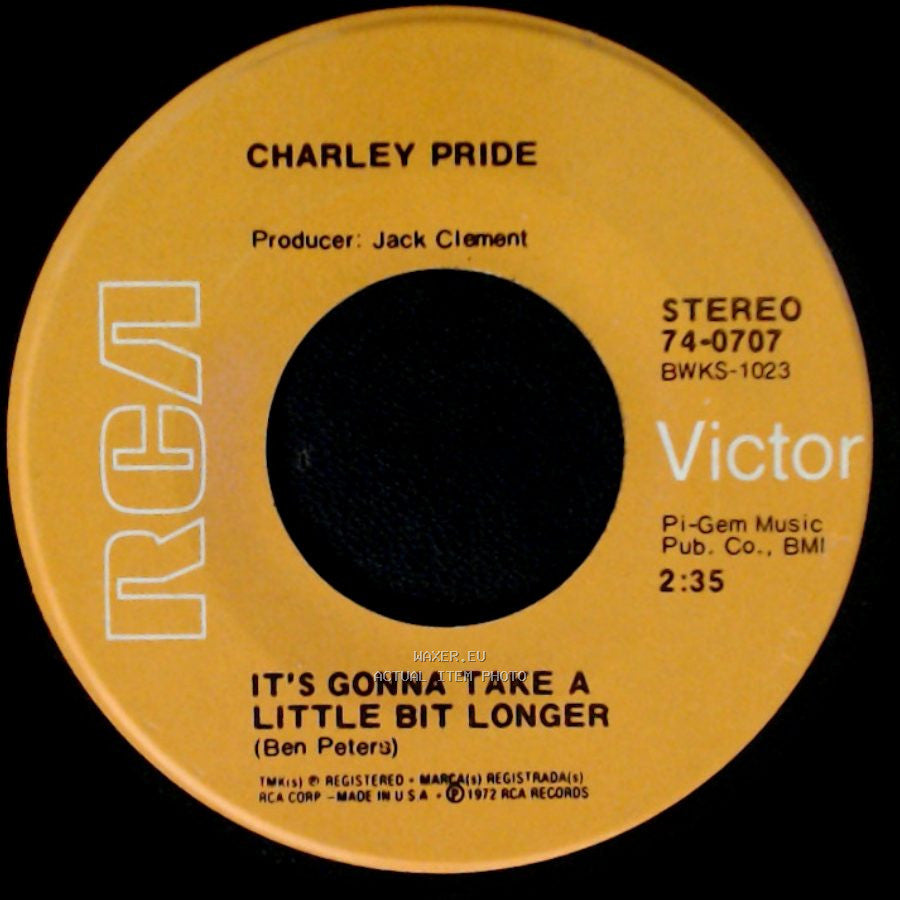Charley Pride - You're Wanting Me To Stop Loving You / It's Gonna Take A Little Bit Longer side B