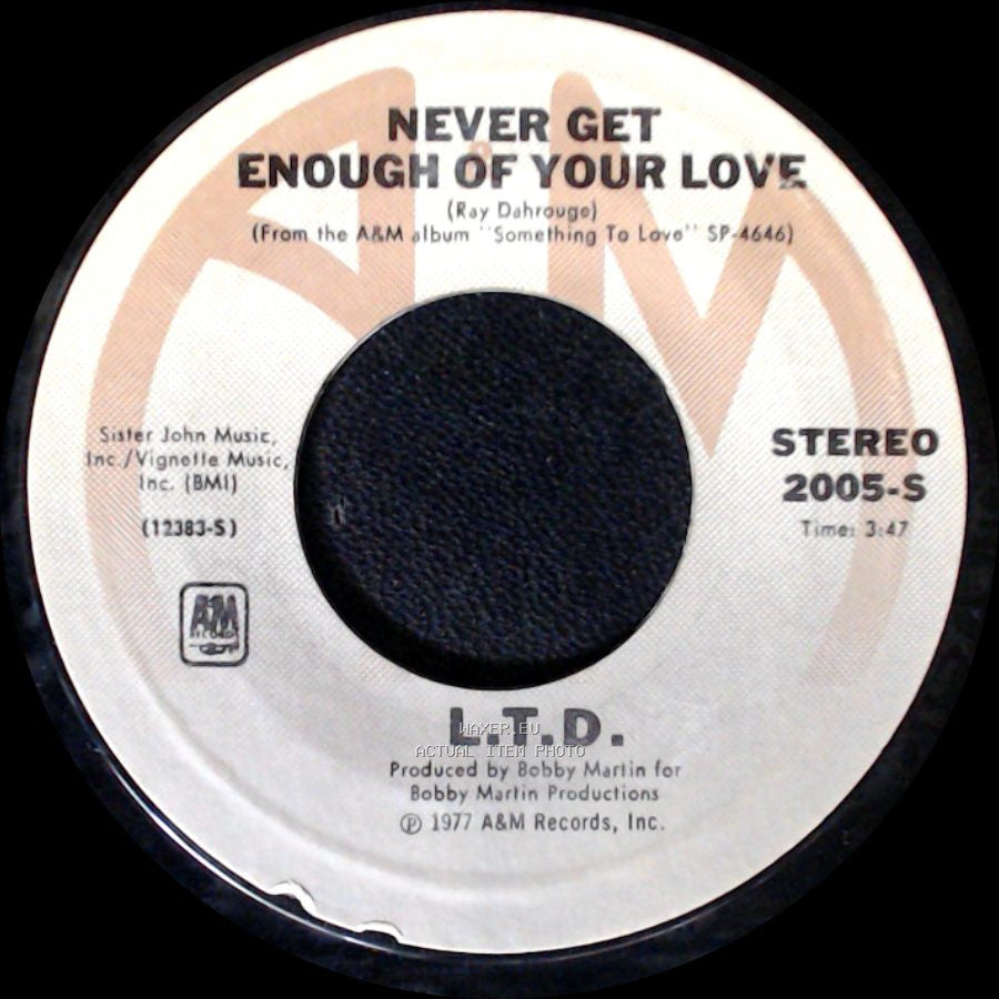 L.T.D. - Make Someone Smile, Today! / Never Get Enough Of Your Love side B