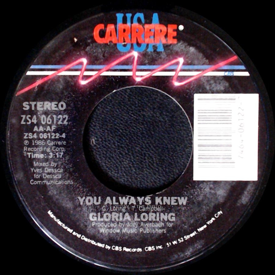 Gloria Loring / Carl Anderson & Gloria Loring - You Always Knew / Friends And Lovers side A