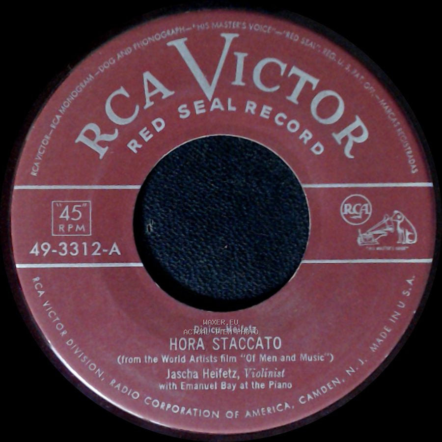 Jascha Heifetz, Violinist With Emanuel Bay At The Piano / Jascha Heifetz With Emanuel Bay - Hora Staccato / La Fille Aux Cheveux De Lin side A