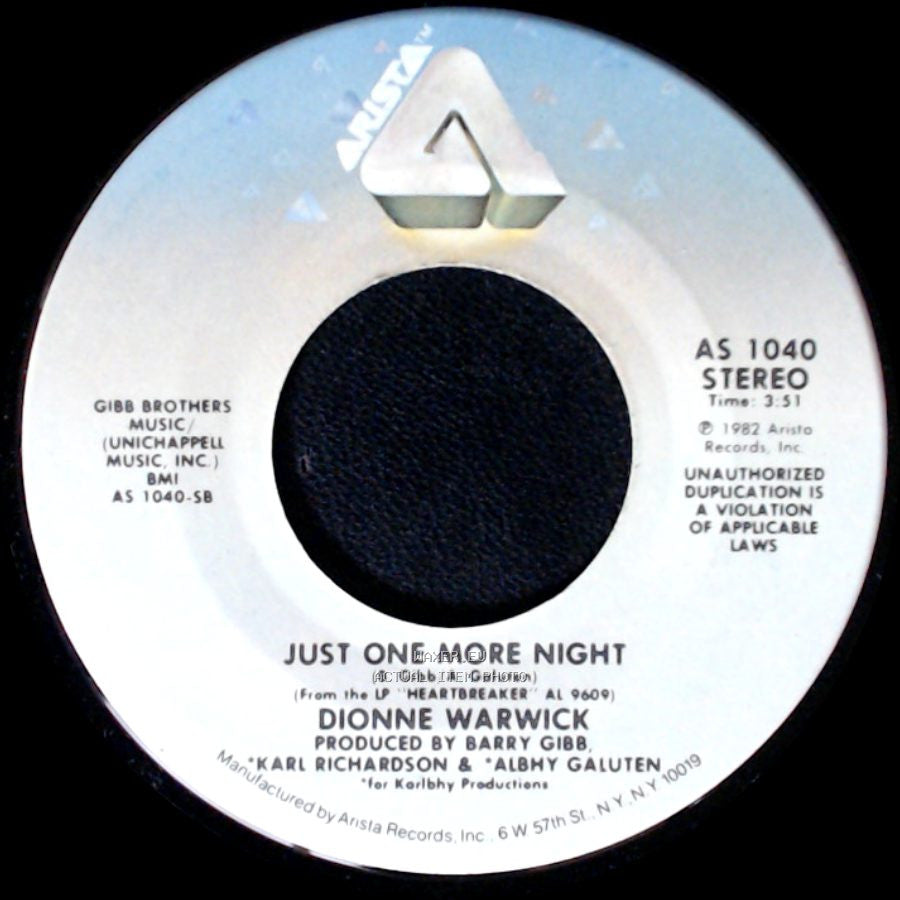 Dionne Warwick - Take The Short Way Home / Just One More Night side B
