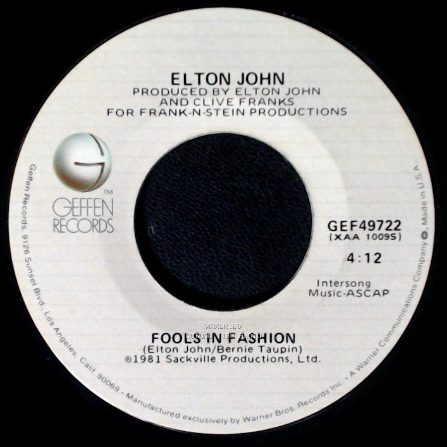 Elton John - Fools In Fashion / Nobody Wins side A