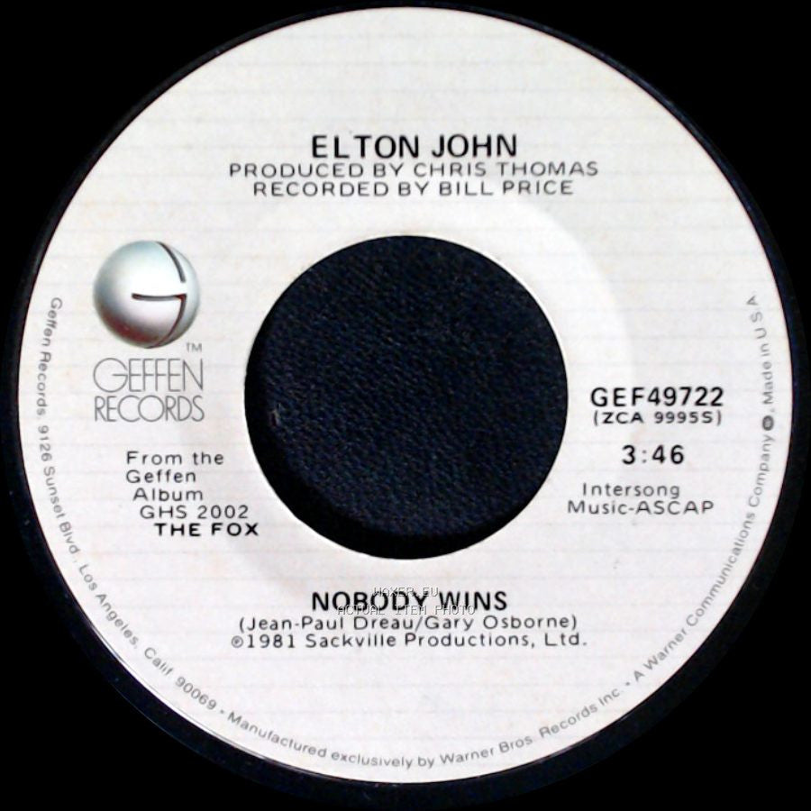 Elton John - Fools In Fashion / Nobody Wins side B
