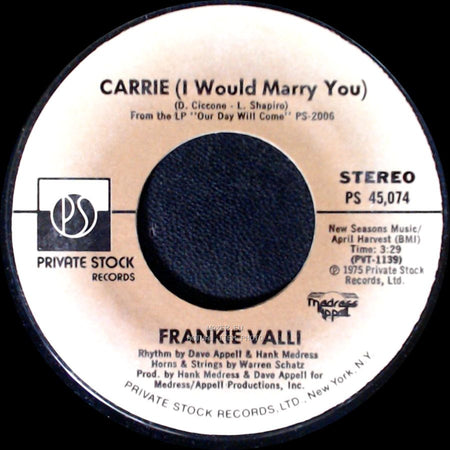 Frankie Valli - Carrie (I Would Marry You) / Fallen Angel side A