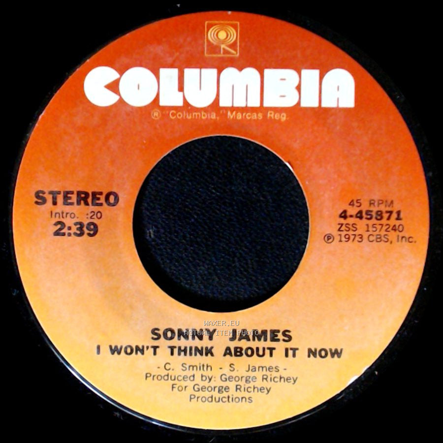 Sonny James - If She Just Helps Me Get Over You / I Won't Think About It Now side B