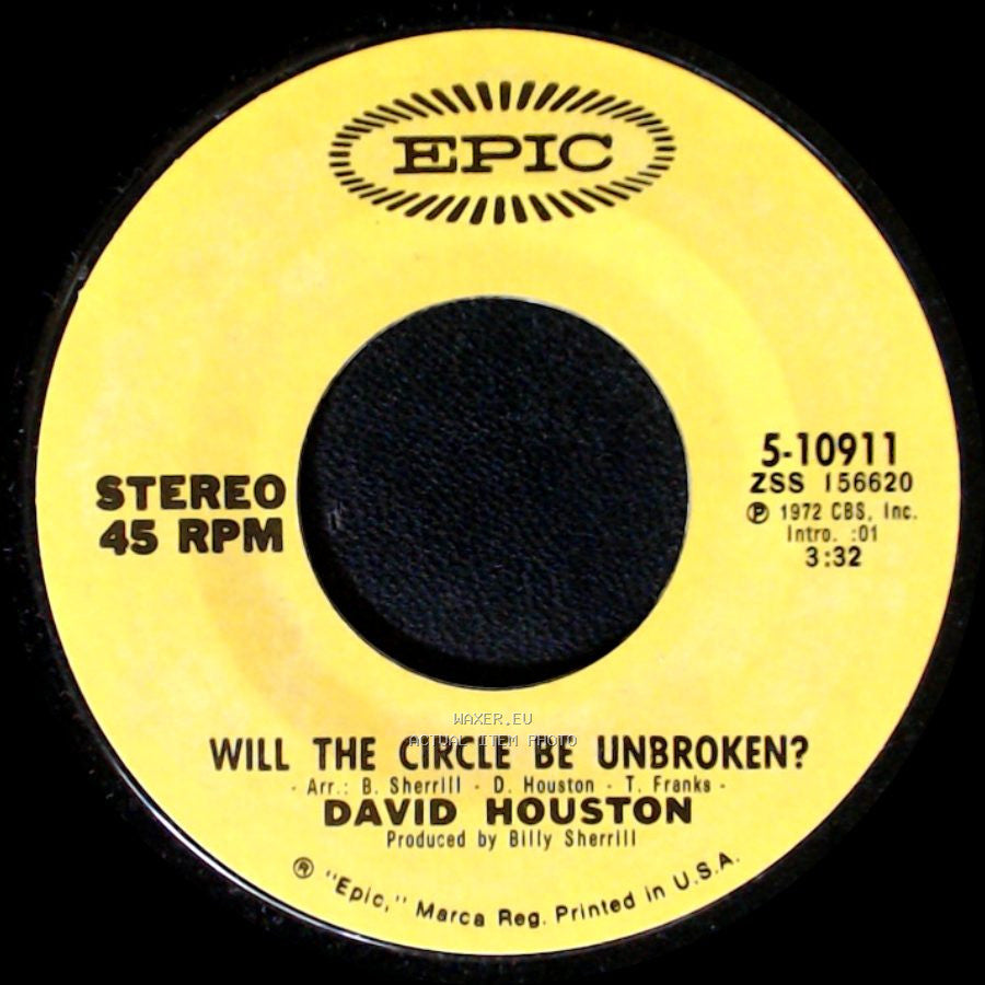 David Houston - I Wonder How John Felt (When He Baptized Jesus) / Will The Circle Be Unbroken? side B