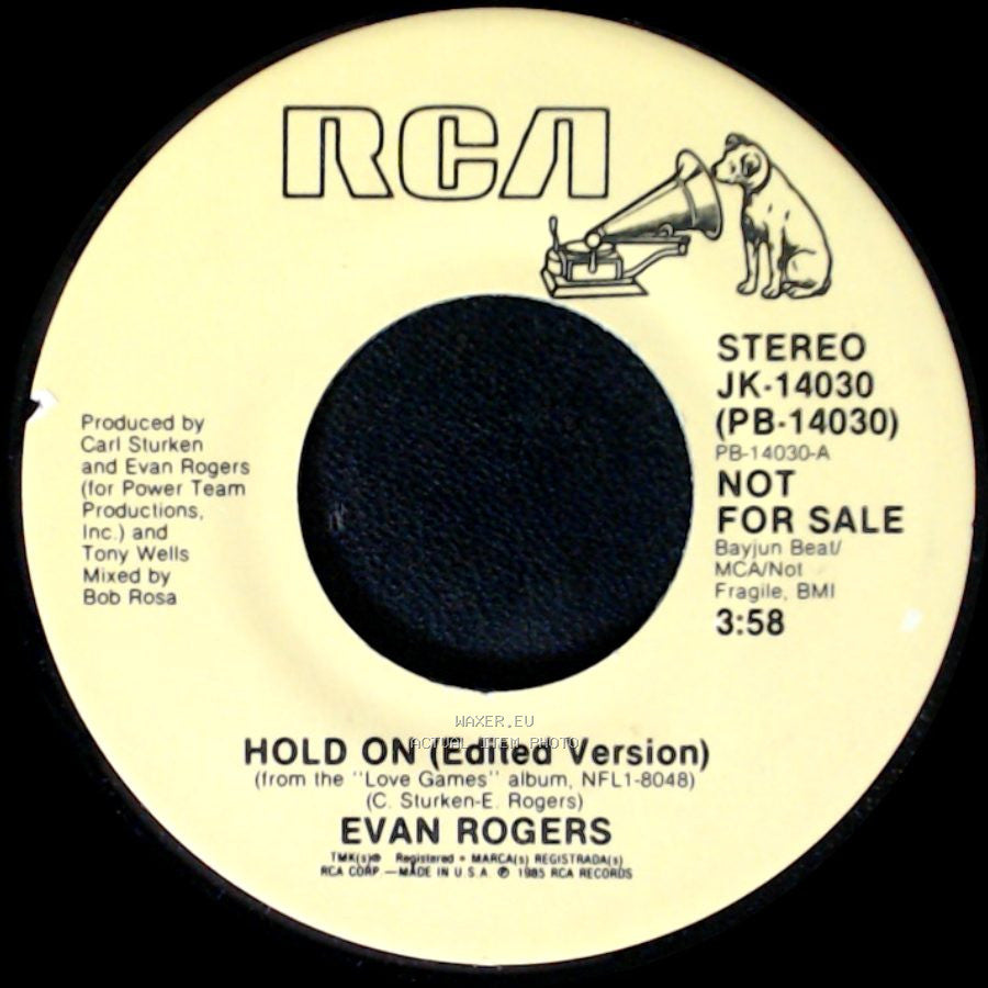 Evan Rogers - Hold On (Edited Version) / Hold On (Edited Version) side B