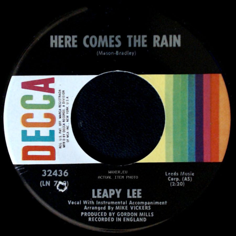 Leapy Lee - Here Comes The Rain / I'm Gonna Send My Love side A