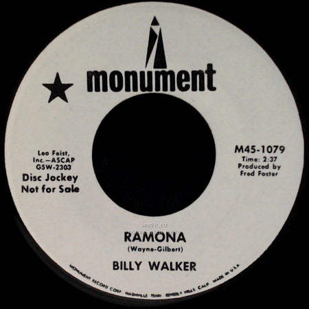 Billy Walker - One Inch Off The Ground / Ramona side B