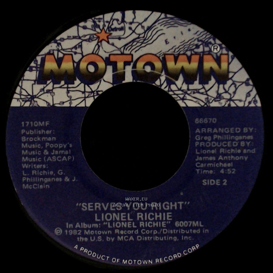 Lionel Richie - Running With The Night / Serves You Right side B