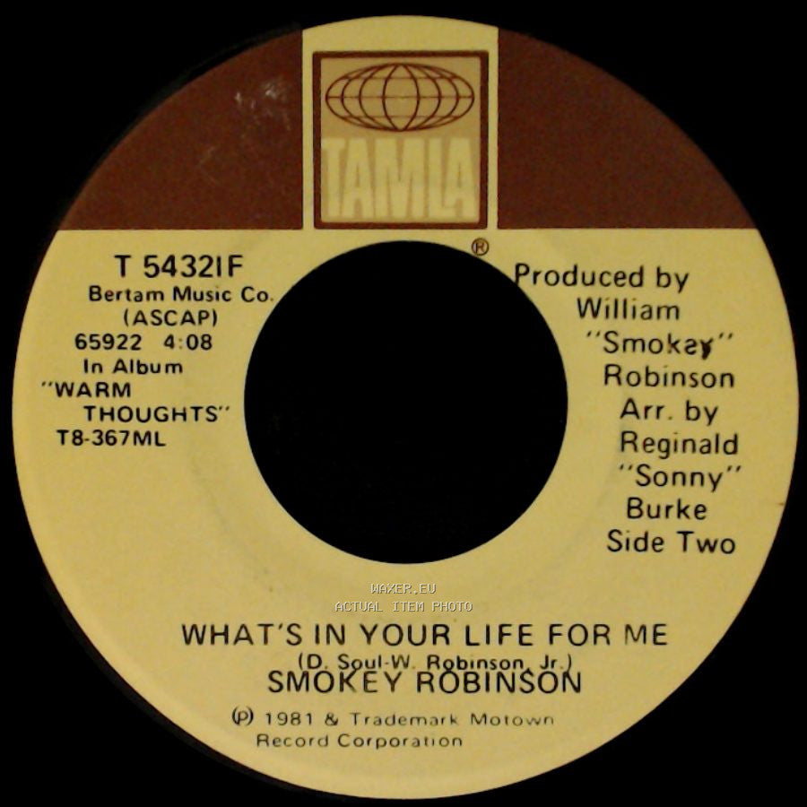 Smokey Robinson - Being With You / What's In Your Life For Me side B