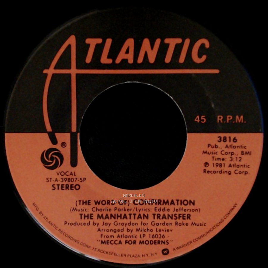 The Manhattan Transfer - Boy From New York City / (The Word Of) Confirmation side B