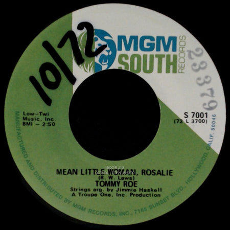Tommy Roe - Skyline / Mean Little Woman, Rosalie side B