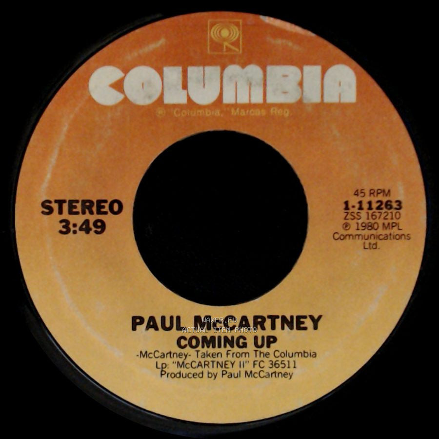 Paul Mccartney / Paul Mccartney & Wings - Coming Up / Coming Up (Live At Glasgow) / Lunch Box / Odd Sox side A