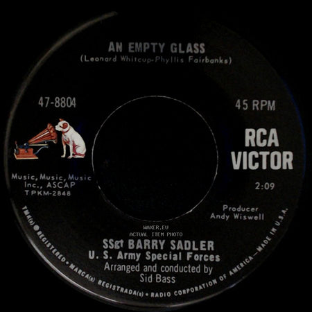 Ssgt Barry Sadler U. S. Army Special Forces - An Empty Glass / The "A" Team side A