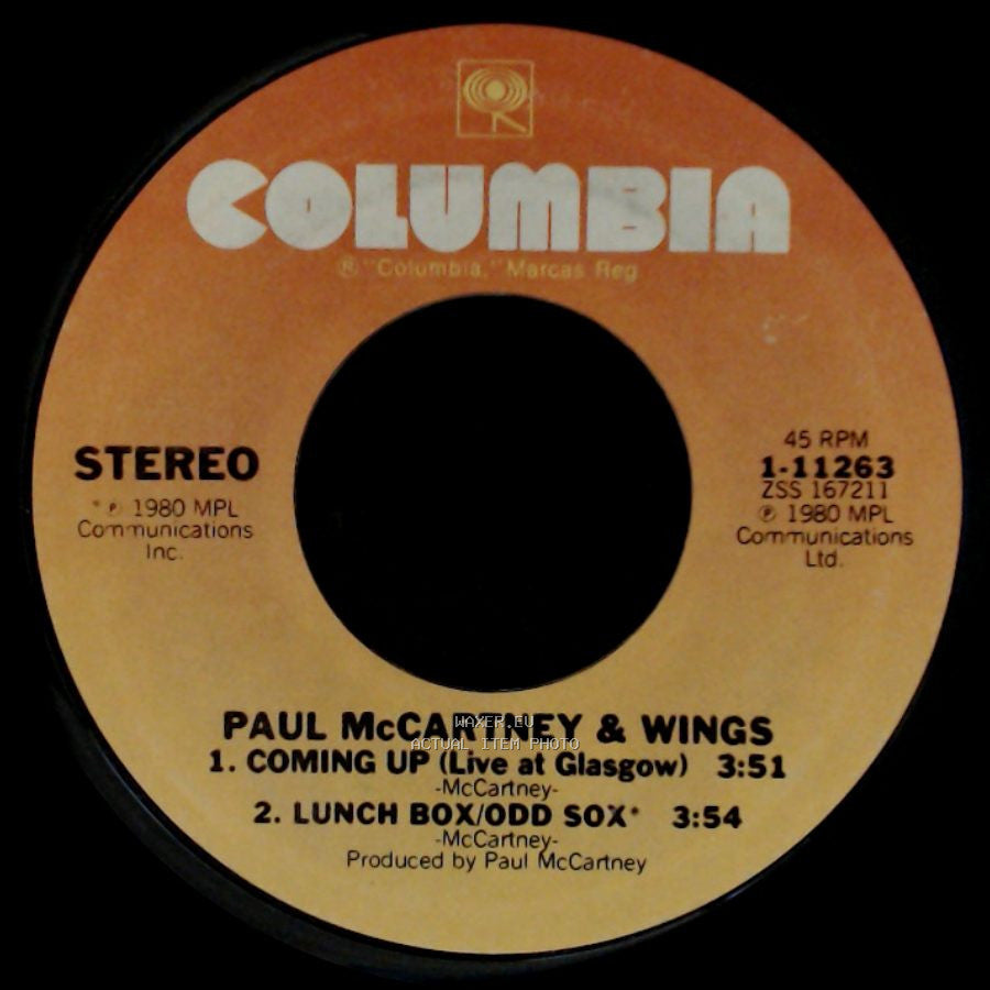 Paul Mccartney / Paul Mccartney & Wings - Coming Up / Coming Up (Live At Glasgow) / Lunch Box / Odd Sox side A