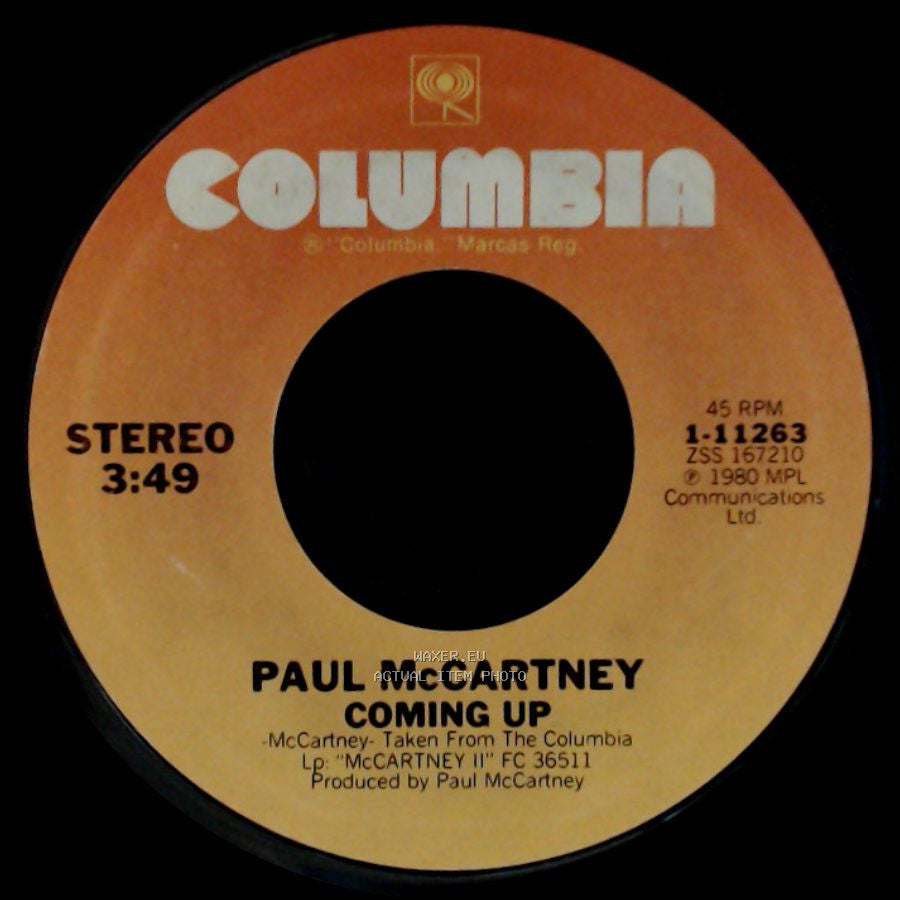 Paul Mccartney / Paul Mccartney & Wings - Coming Up / Coming Up (Live At Glasgow) / Lunch Box / Odd Sox side B