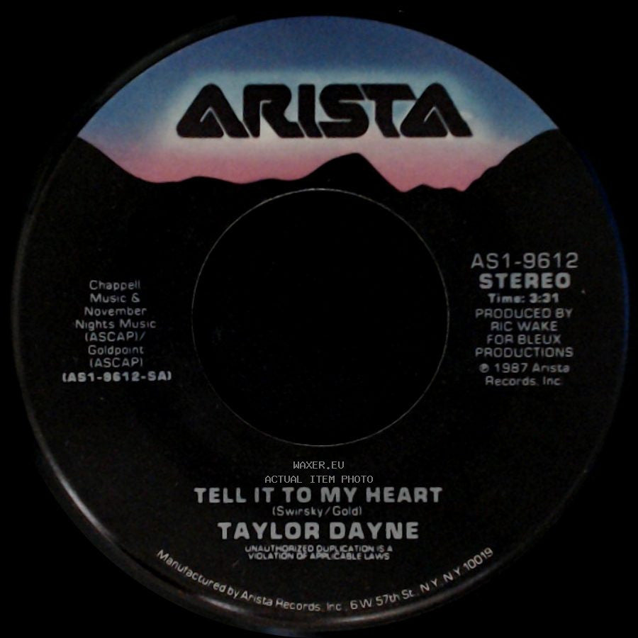 Taylor Dayne - Tell It To My Heart / Tell It To My Heart (Instrumental Version) side A