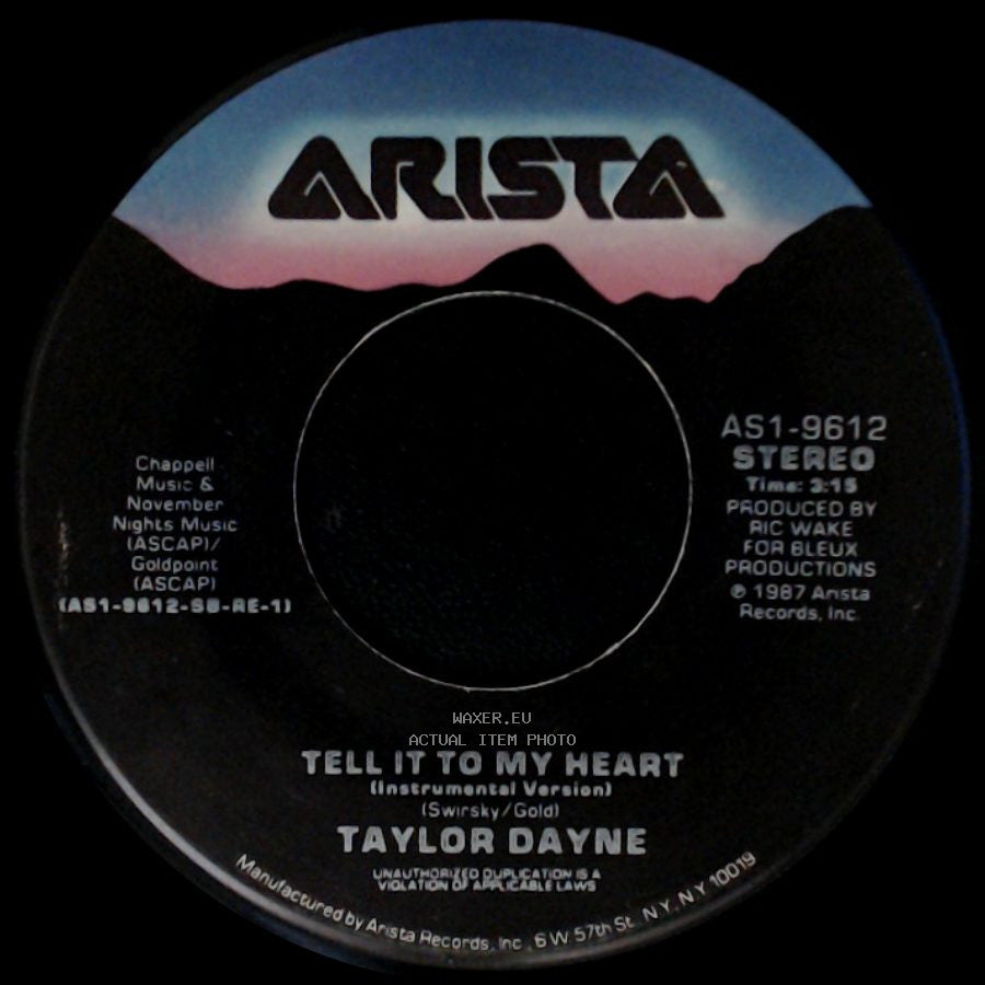 Taylor Dayne - Tell It To My Heart / Tell It To My Heart (Instrumental Version) side B