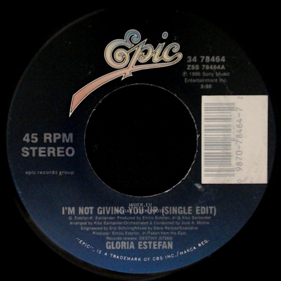 Gloria Estefan - Higher (Album Version) / I'm Not Giving You Up (Single Edit) side B