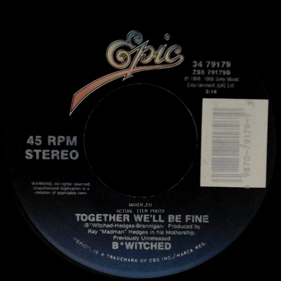 B*Witched - Rollercoaster / Together We'll Be Fine side B