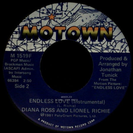 Diana Ross And Lionel Richie - Endless Love (Vocal) / Endless Love (Instrumental) side B