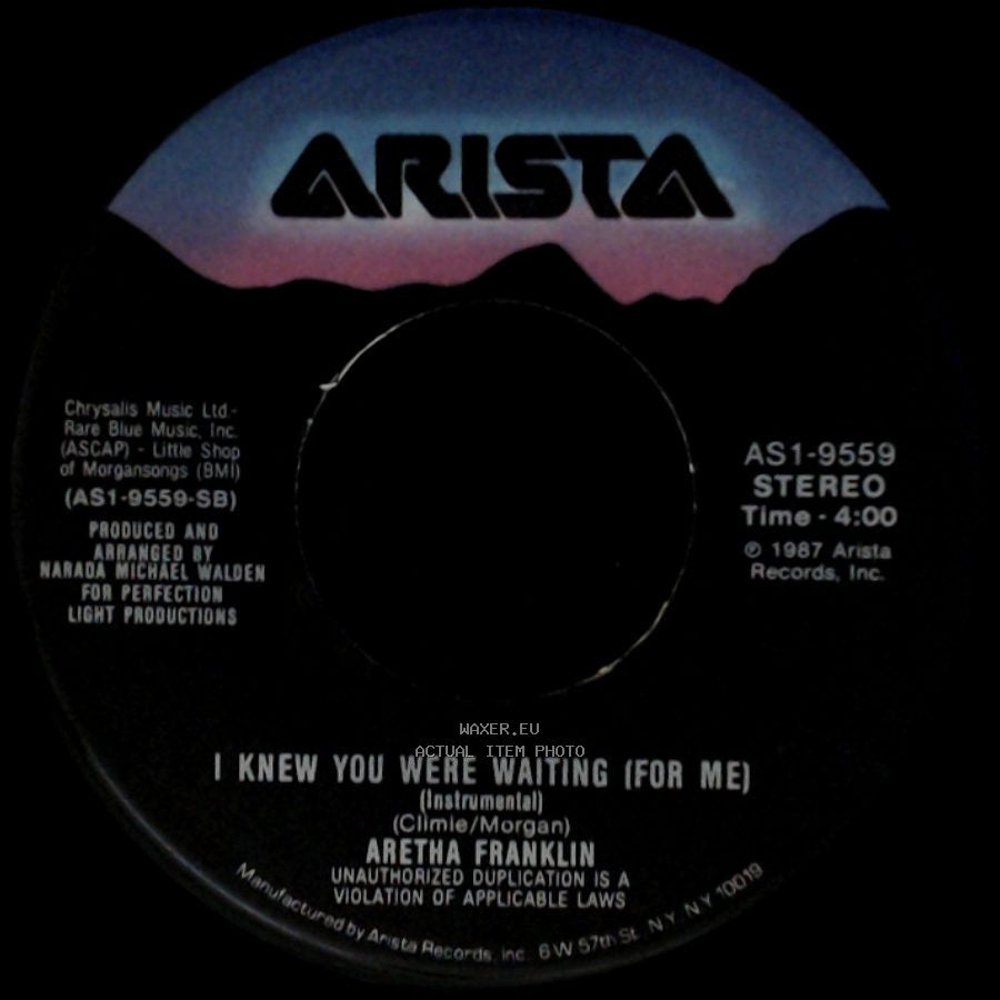 Aretha Franklin And George Michael / Aretha Franklin - I Knew You Were Waiting (For Me) / I Knew You Were Waiting (For Me) side B