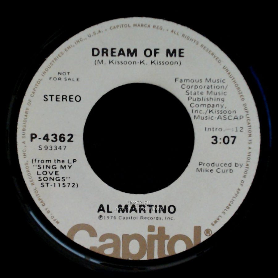 Al Martino - Dream Of Me / There's Nothing Greater Than Our Love side A
