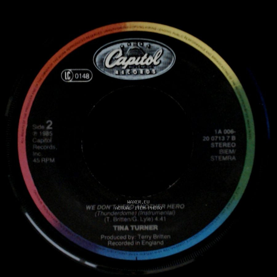 Tina Turner - We Don't Need Another Hero (Thunderdome) / We Don't Need Another Hero (Thunderdome) (Instrumental) side B