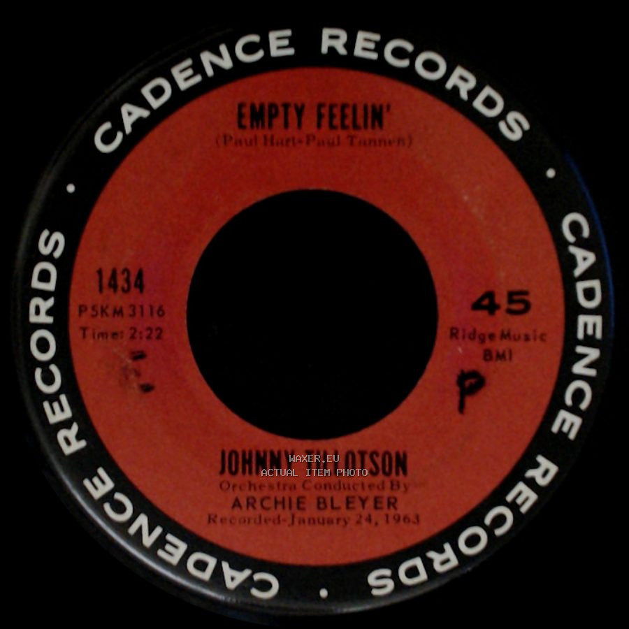 Johnny Tillotson - Out Of My Mind / Empty Feelin' side B