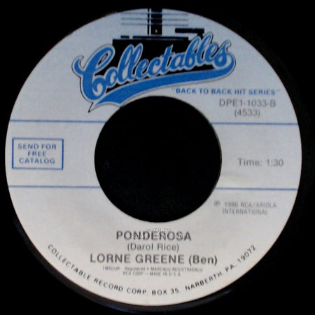 Lorne Greene (Ben) / Lorne Greene - Ponderosa / Ringo: Introduction side A