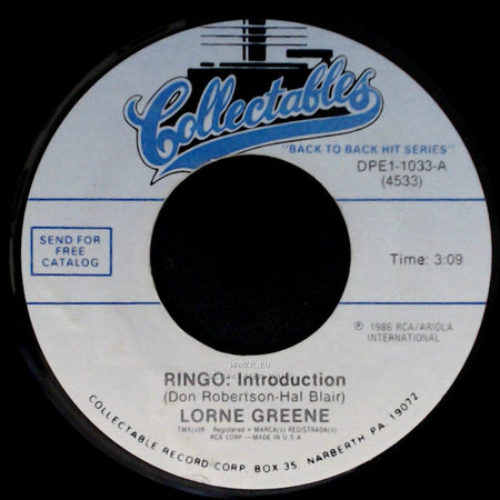 Lorne Greene (Ben) / Lorne Greene - Ponderosa / Ringo: Introduction side B