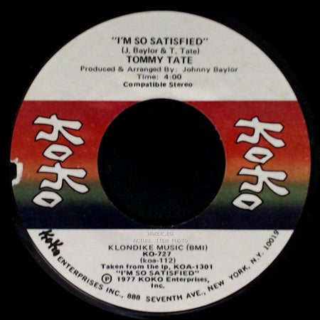 Tommy Tate - I'm So Satisfied / If You Ain't Man Enough side A
